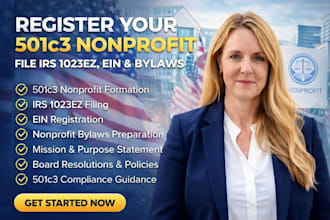 register your 501c3 nonprofit and file irs form 1023ez, ein and bylaws
