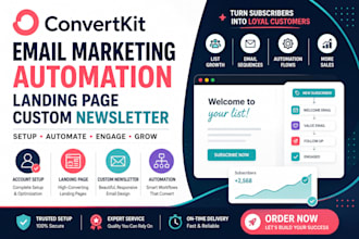 setup convertkit email marketing automation, landing page, custom newsletter