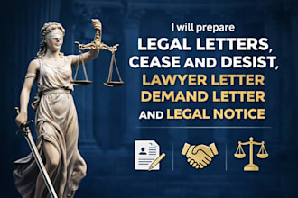 prepare legal letter cease and desist, lawyer letter demand letter  legal notice