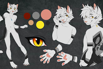draw high quality furry ref sheet, anthro ref sheet, nsfw ref sheet, oc design