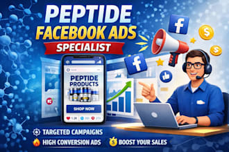 run and manage facebook ads for peptide and research chemical brands
