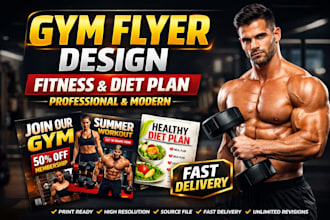 design modern gym flyer, fitness poster and diet plan flyer