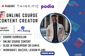 create online course content, curriculum, and learning materials for elearning