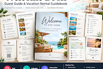 design an airbnb welcome book, guest guide, vacation rental guidebook