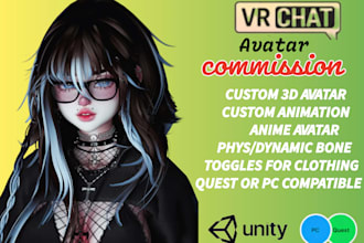 make custom vrchat furry avatar vr anime avatar facial nsfw avatar unity toggies