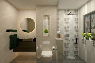 redesign bathroom interior,commercial restroom render,toilet design,layout plan