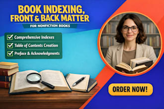 create professional book indexing, front and back matter for nonfiction books