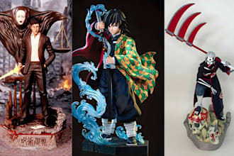 3d print and hand paint anime character figures, statues and resin miniatures