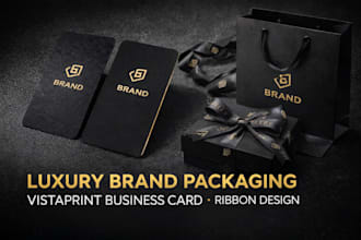 design luxury brand packaging, vistaprint business card and ribbon design