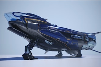 create 3d hard surface model, 3d mech, spaceship and sci fi vehicle