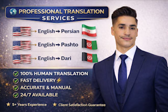 translate english, persian, dari pashto accurately