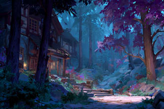 draw a game art, illustration, environment or concept art