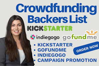 provide verified backers list for kickstarter indiegogo gofundme donor list