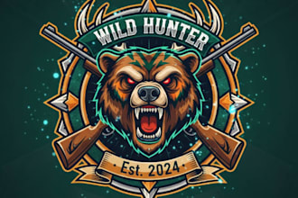 make a fierce hunting mascot logo with unlimited revisions