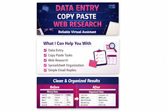 do data entry, copy paste, web research and admin tasks