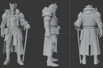 sculpt custom 3d dnd character model, 3d dnd barbarian character model for stl