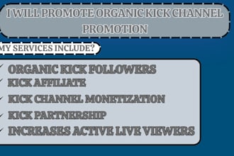do organic kick followers, boost kick live viewers, chatters for kick promotion