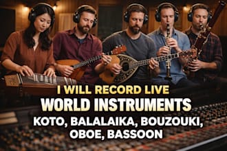 record live koto, balalaika, bouzouki oboe and bassoon tracks