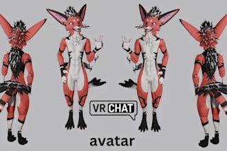 create vrchat 3d model, anime avatar, character design, vr character