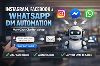 setup manychat chatbot instagram dm automation facebook messenger whatsapp ai