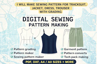 make sewing pattern for tracksuit, jacket, dress, blouse pattern grading