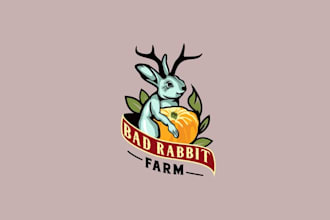 do inspired logo for bad rabbit farm organic vegetable farm