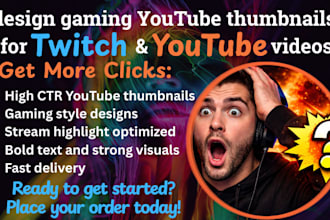 design gaming thumbnail for twitch and youtube videos
