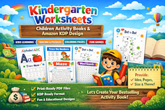 do KDP kindergarten worksheet, children activity book design and amazon KDP
