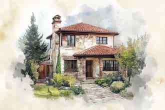 watercolor a house portrait