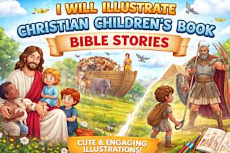 do christian children story book illustration bible themed picture book cover