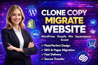 clone copy wordpress shopify wix squarespace ecwid website migration