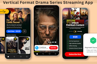 develop vertical playback short form drama series app, plus cms admin panel