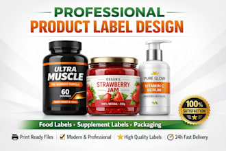 create label design, products label, supplements label, food labels