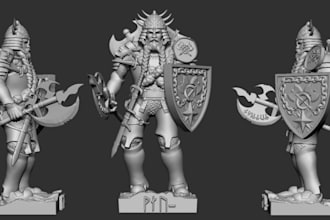 sculpt 3d miniature,warrior character,fantasy model,tabletop games for 3d print