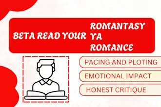 beta read your romantasy manuscript for pacing and chemistry