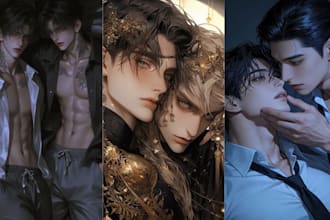 do lgbtq gay ya fantasy ebook romance cover dark nsfw fantasy cover without ai