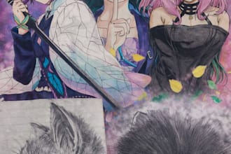 draw handmade pencil skecth and painting