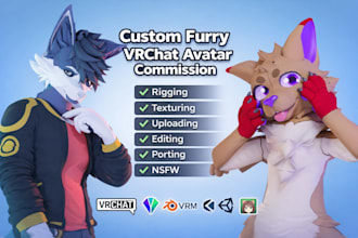 do custom 3d furry vrchat avatar fusona nsfw vtuber model with body tracking