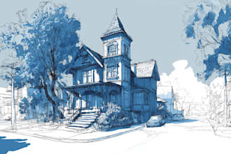 draw illustrations or sketches of your house and buildings