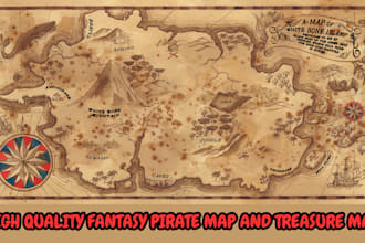 draw high quality fantasy pirate map and treasure map