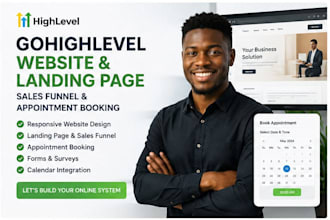 gohighlevel website, landing page, funnel and appointment booking