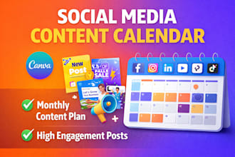 create social media content calendar and canva posts