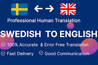 translate proofread swedish to english and vice versa with high quality