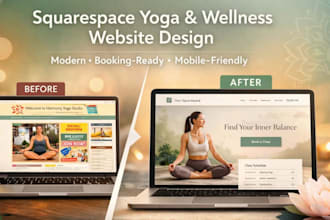 design, redesign squarespace yoga studio fitness wellness health coach website
