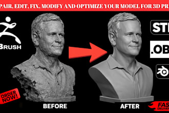 3d scan cleanup, stl designing, repair edit fix mesh, 3d scan for 3d printing