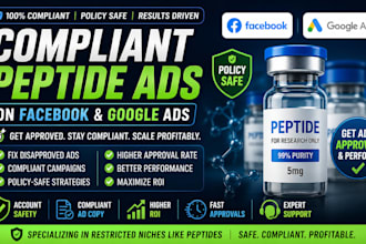 solve peptide ads issues and run compliant facebook, google ads campaigns tiktok