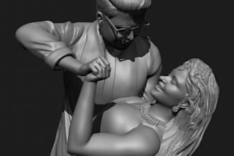 sculpt 3d miniature character,couple statue,memories model for 3d printing