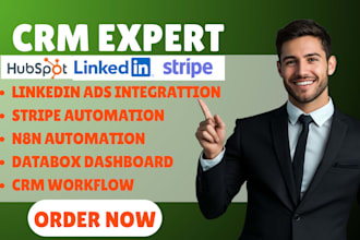setup hubspot CRM, jotform klaviyo, stripe, notion n8n automation