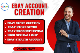 ebay account creation, ebay store setup, ebay listing and ebay SEO
