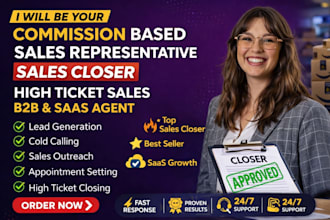 commission based sales representative sales closer high ticket sales rep closer